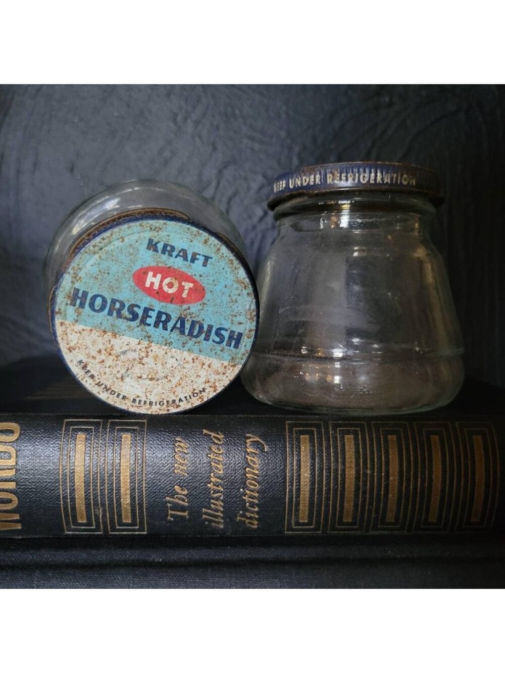 2 Vintage Kraft Hot Horseradish Clear Glass Jars